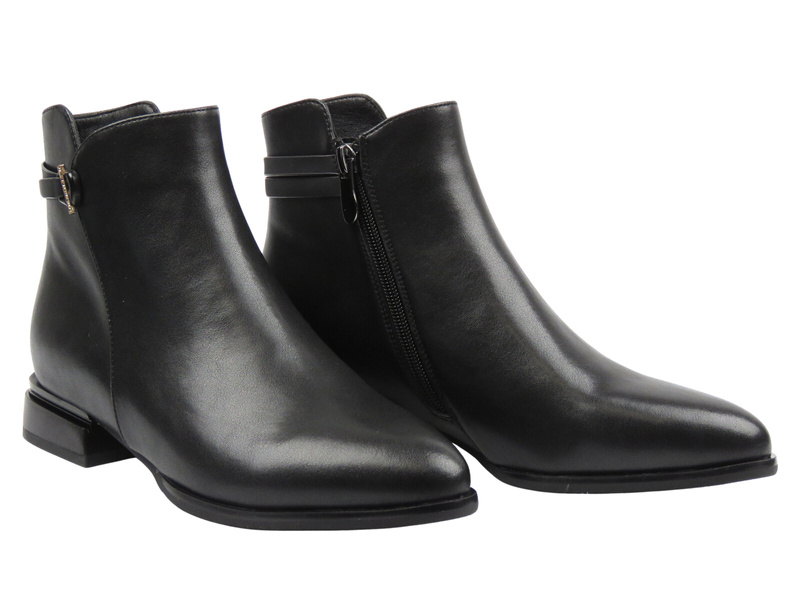 Skórzane botki damskie czarne Cambell 25-55317