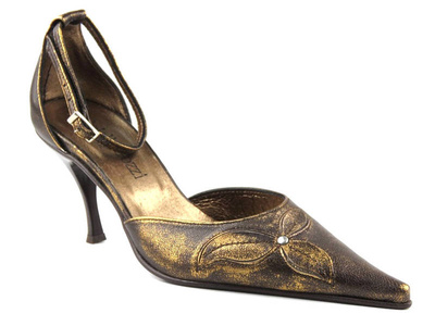 Czółenka na szpilce - Gabriello Gozzi 010, brązowo-złote