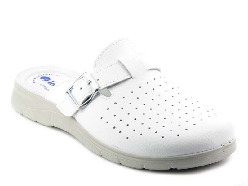 Lekarskie klapki męskie ze skórzaną wkładką - Inblu BG-31, białe