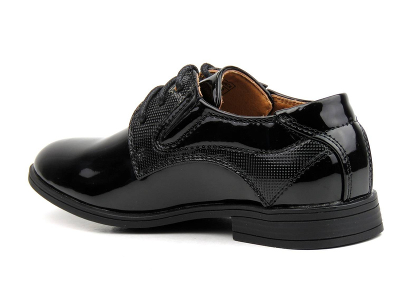 Eleganckie półbuty wizytowe, buty komunijne - WOJTYŁKO 1196, czarne lakierki