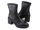 Skórzane botki damskie na kwadratowym obcasie - VENEZIA 0431321050D, czarne