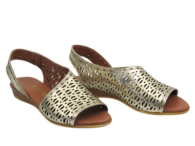 Sandały damskie na płaskiej podeszwie wsuwane złote Artiker 56C2551