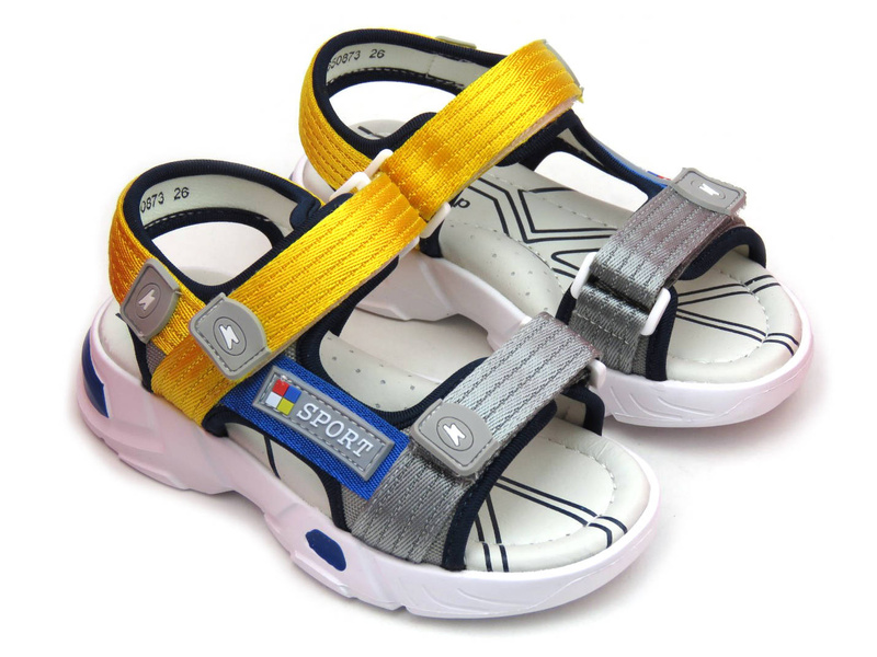 Sportowe sandały dziecięce ze skórzaną wyściółką - Weestep R167650873, żółte