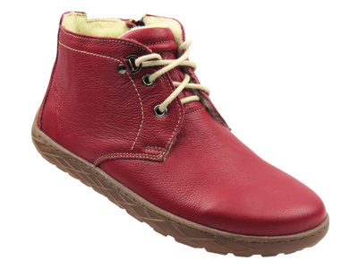 Wygodne, wełniane botki damskie BareFoot - Helios Komfort 501P, czerwone