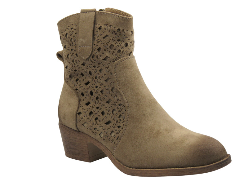 Botki damskie ażurowe beżowe Potocki 25-12747