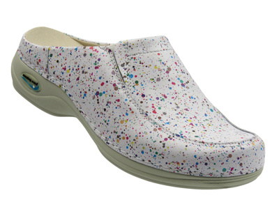 Klapki damskie medyczne, sanitarne - NURSING CARE PARIS-WG4F73, białe w kropki