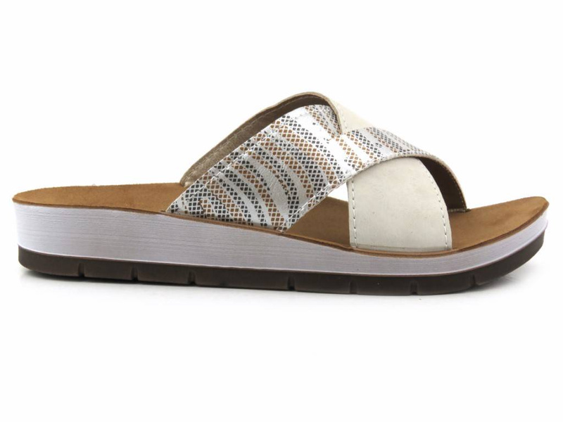 Klapki damskie ze skrzyżowanymi paskami - INBLU CP-38, beżowe