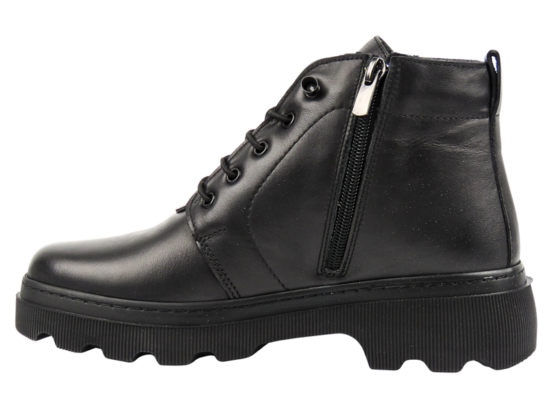 Skórzane botki damskie Nika Komfort H-2896, czarne