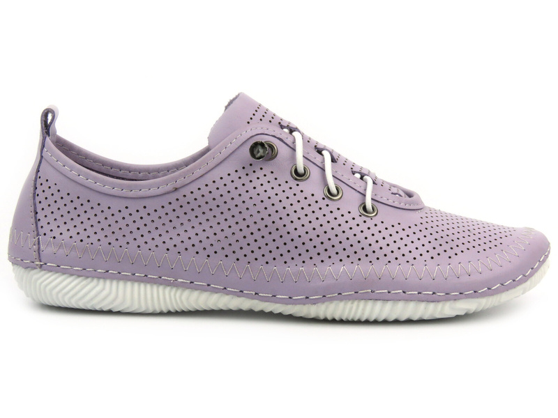 Ażurowe półbuty damskie ze skóry naturalnej - Artiker 54C0829, fioletowe