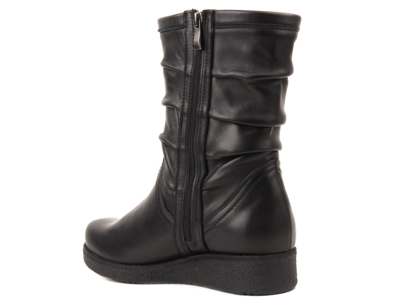 Skórzane kozaki damskie - AXEL 4055, czarne