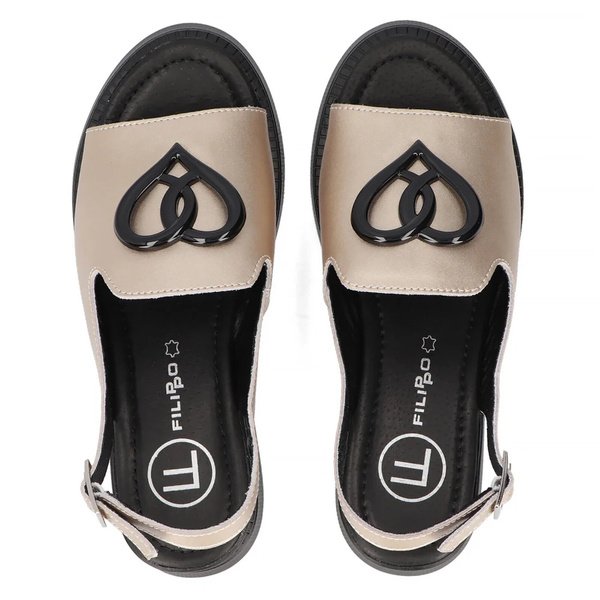 Skórzane sandały damskie złote Filippo DS6069/25