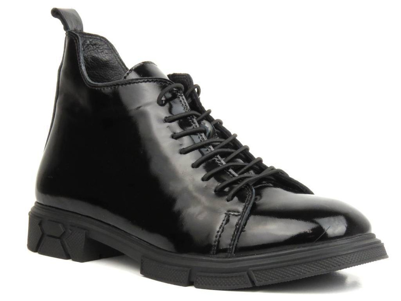 Botki, trzewiki damskie lakierowane - VENEZIA G1467155, czarne