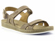 Skórzane sandały damskie płaskie - HELIOS Komfort 282, beżowe