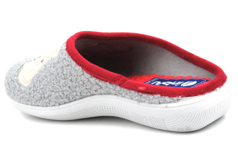 Ciepłe kapcie damskie, młodzieżowe- INBLU EC-95, szare z misiem