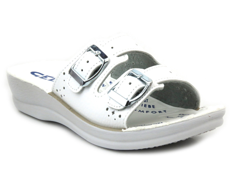 Klapki damskie medyczne z żelową wkładką - Inblu VR6B, białe