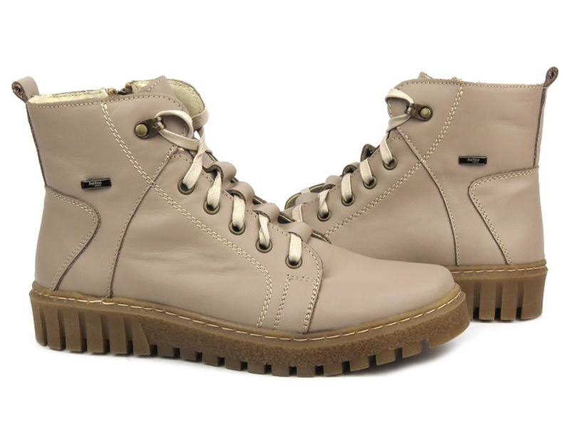 Trapery damskie ocieplane wełną - HELIOS Komfort 577, cappuccino