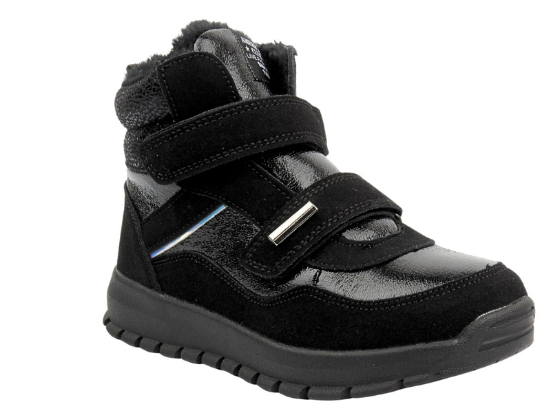 Śniegowce, trzewiki dziecięce na rzepy AMERICAN CLUB ES 142/23, czarne