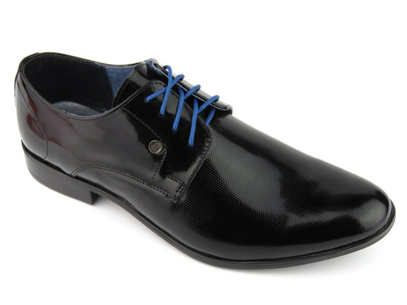 Eleganckie półbuty męskie lakierowane MOSKAŁA 624, czarne