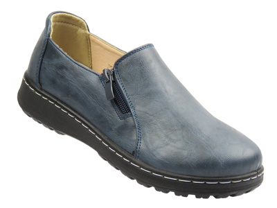 Wsuwane półbuty damskie Potocki 25-90352, granatowe  