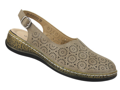 Wygodne półbuty damskie Potocki 26-24325 khaki
