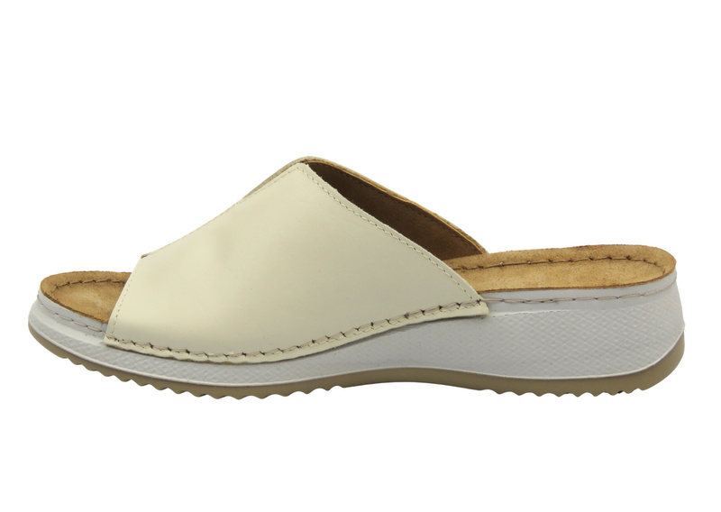 Skórzane klapki damskie beżowe INBLU SD-4KU