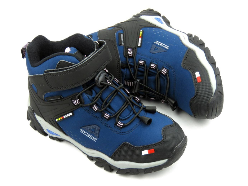 Trekkingi dziecięce, buty zimowe AMERICAN CLUB Soft Shell WT67/21, granatowe