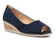 Ażurowe półbuty damskie na koturnie - Potocki 23-12063, granatowe