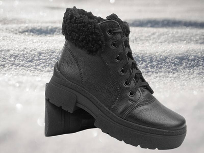 Wygodne botki Damskie z miękkiej skóry Helios Komfort 562-2S czarne, Polska produkcja