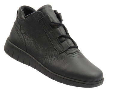 Skórzane botki damskie polskiego producenta tęgość K - Solo 026T, czarne