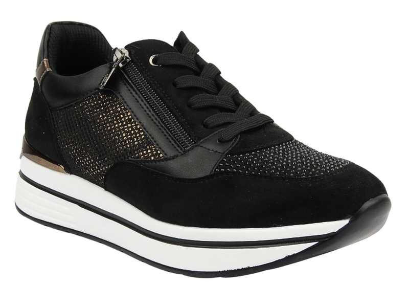 Sneakersy damskie z kryształkami czarne INBLU IN-388