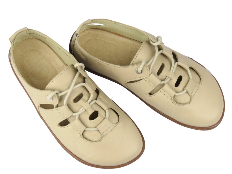 Barefoot skórzane półbuty damskie Helios Komfort 438B ecru