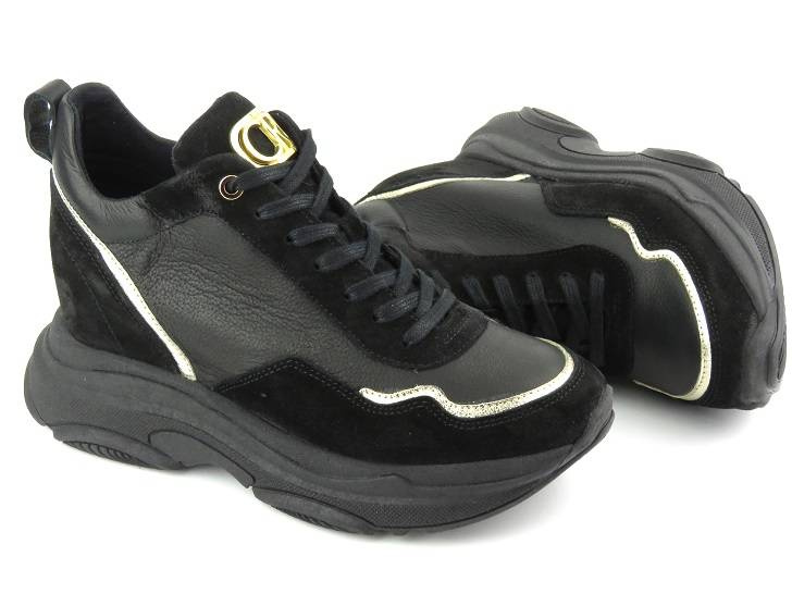 Sneakersy, buty sportowe damskie na ukrytym koturnie - CARINII B9061, czarne