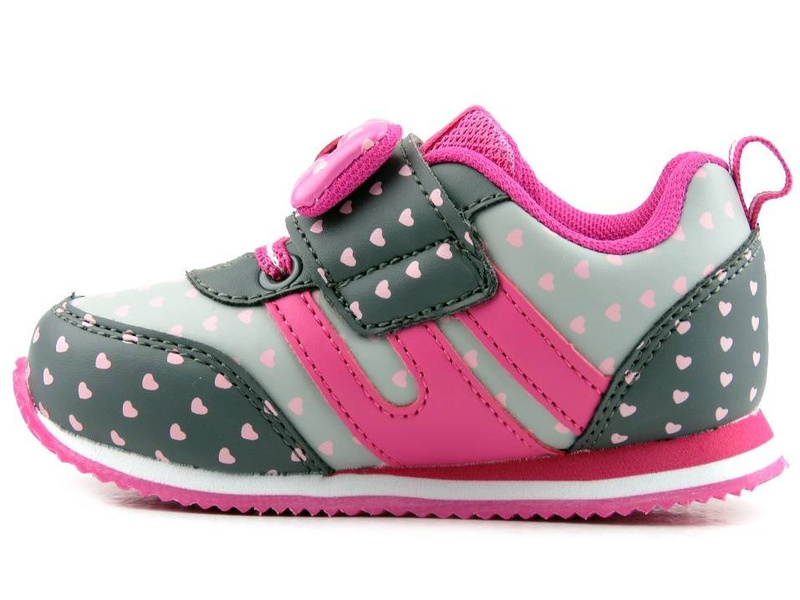 Buty sportowe dla dziewczynki - American Club BS 11/21 różowe, z serduszkami