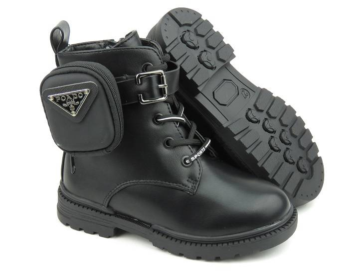 Ciepłe botki, trapery dziecięce z wełną - MISS E 5252, czarne