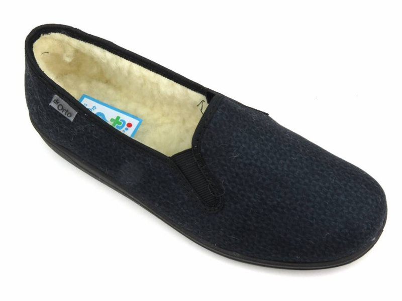Cieplutkie kapcie męskie z kożuchem - Befado Dr Orto 013M319, granatowe