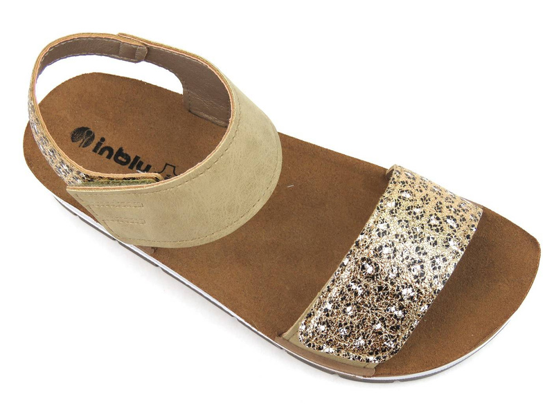 Sandały damskie z panterką - INBLU CP-28, piaskowe