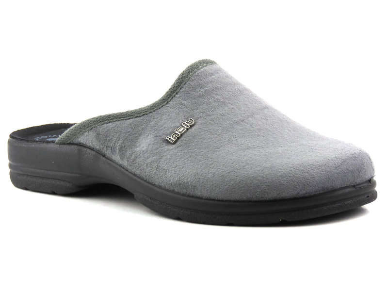 Kapcie męskie z welurową cholewką - INBLU PO-75, szare