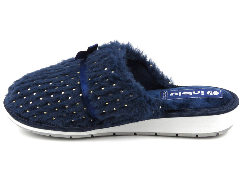 Futerkowe kapcie damskie INBLU LB-92/2, granatowe