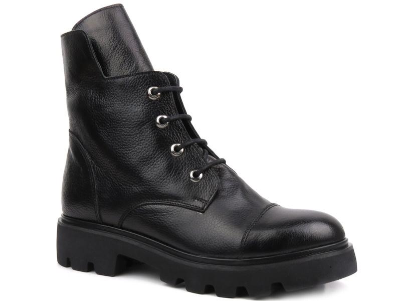 Botki, trzewiki damskie ze skóry naturalnej- VENEZIA 00101516D, czarne