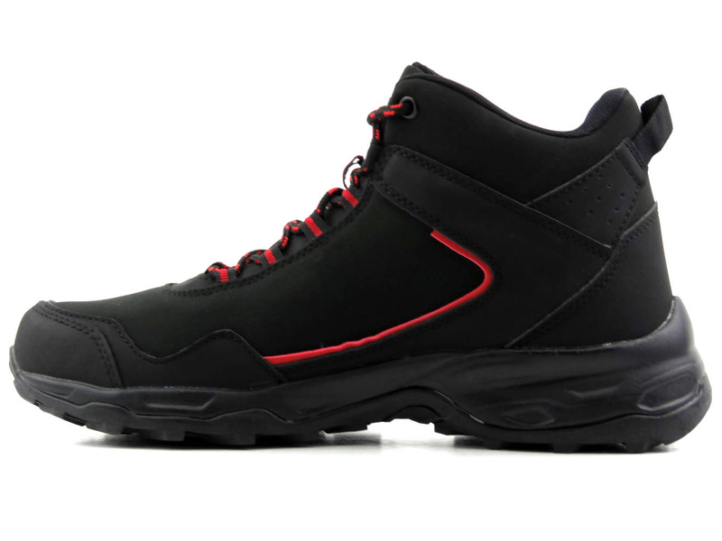 Wysokie trekkingi męskie OUTDOOR DK Aqua Soft Shell 1029, czarne z czerwonym