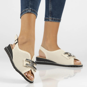 Skórzane sandały damskie beżowe Filippo DS6032/25