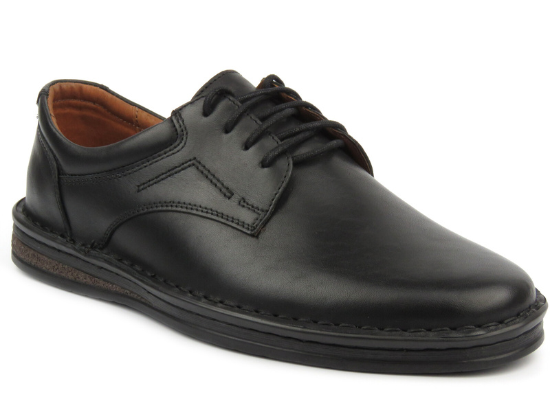 Skórzane półbuty męskie - Waldi 0925, czarne