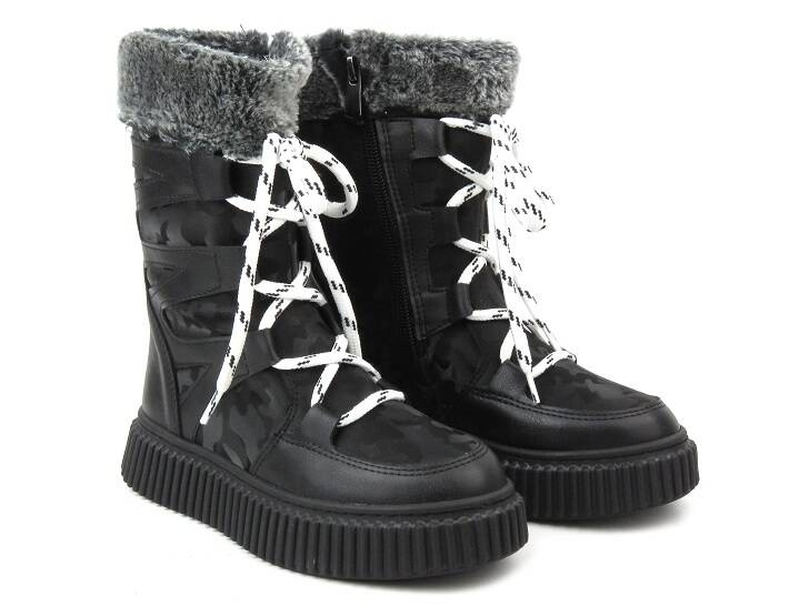 Ocieplane kozaki dziecięce Navy Dot 22-61069 czarne