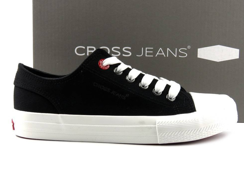 Czarne trampki damskie z grubą, białą podeszwą - Cross Jeans HH2R4021C