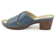 Skórzane klapki damskie na obcasie - HELIOS KOMFORT 224, granatowe