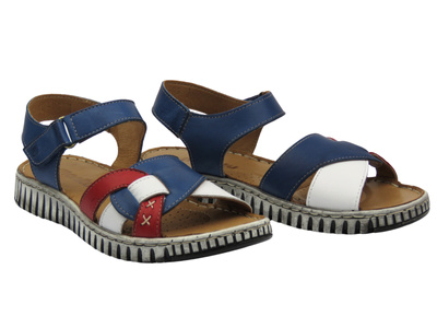 Komfortowe sandały damskie - Manitu 910269-05, niebieskie