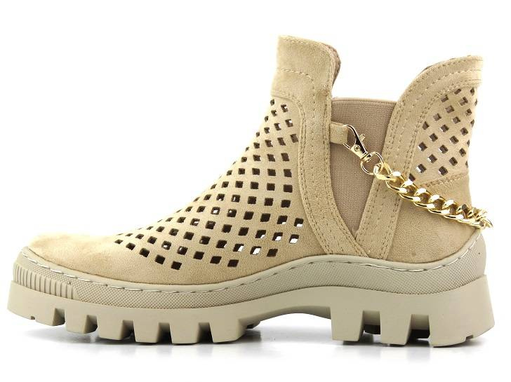 Botki damskie wiosenne, ażurowe workery - Potocki 23-12028BG, beżowe