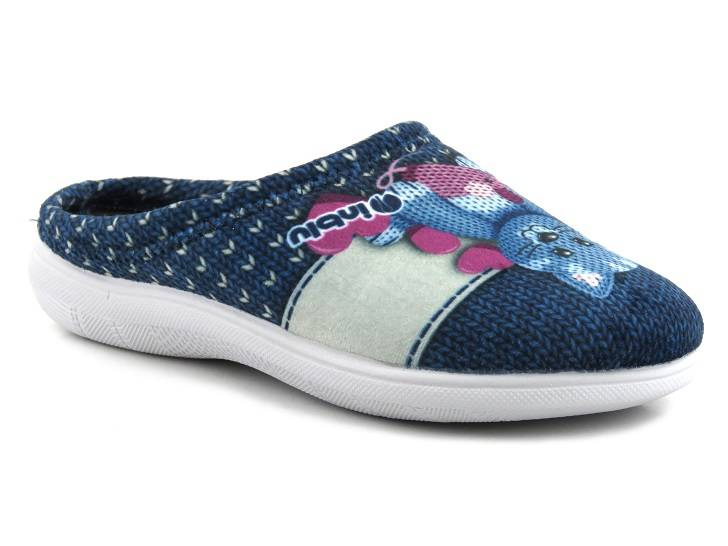 Kapcie damskie z kotem - INBLU CAMILLE, granatowe