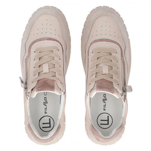 Sneakersy damskie na platformie - Filippo DP6862/25, beżowe