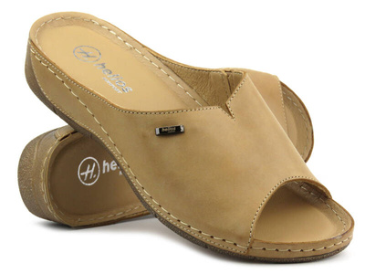 Wygodne, miękkie klapki damskie HELIOS Komfort 105, jasny brąz